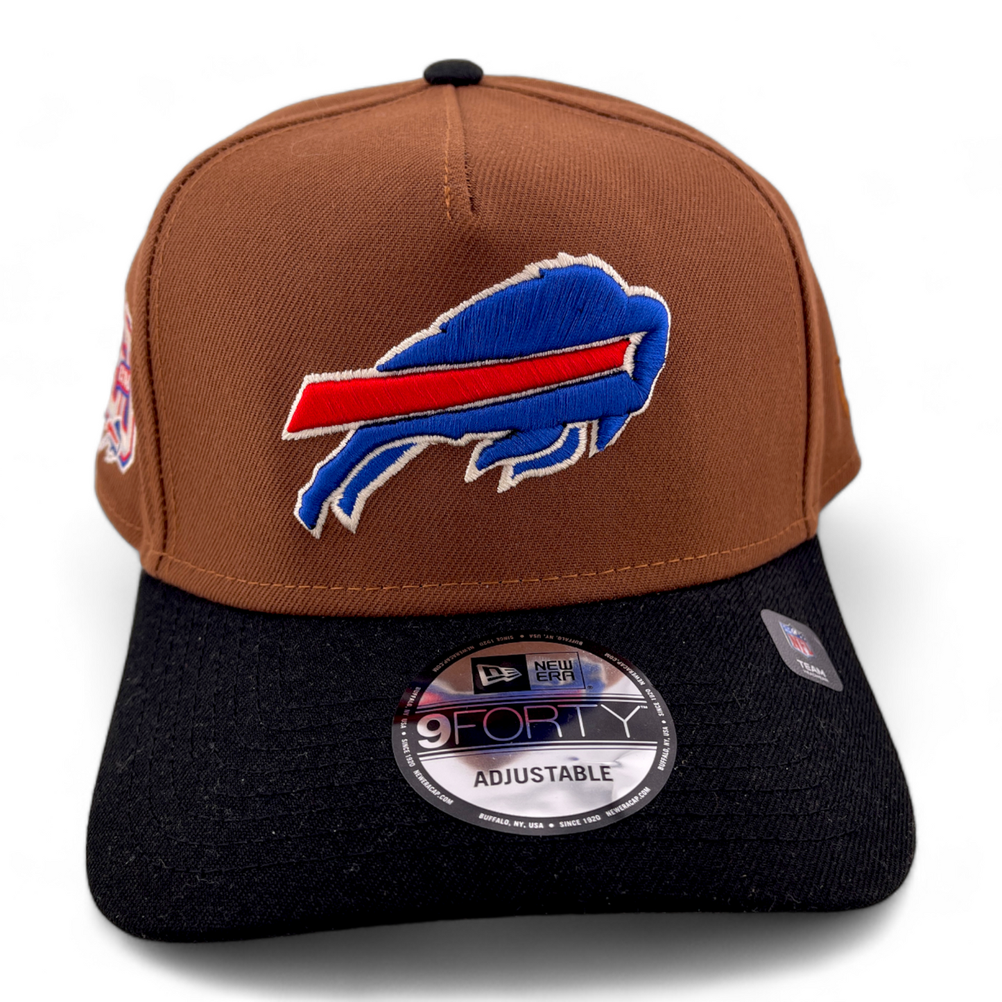 New Era Buffalo Bills NFL Harvest Brown 60 Patch 9FORTY A-Frame Snapback Hat Cap