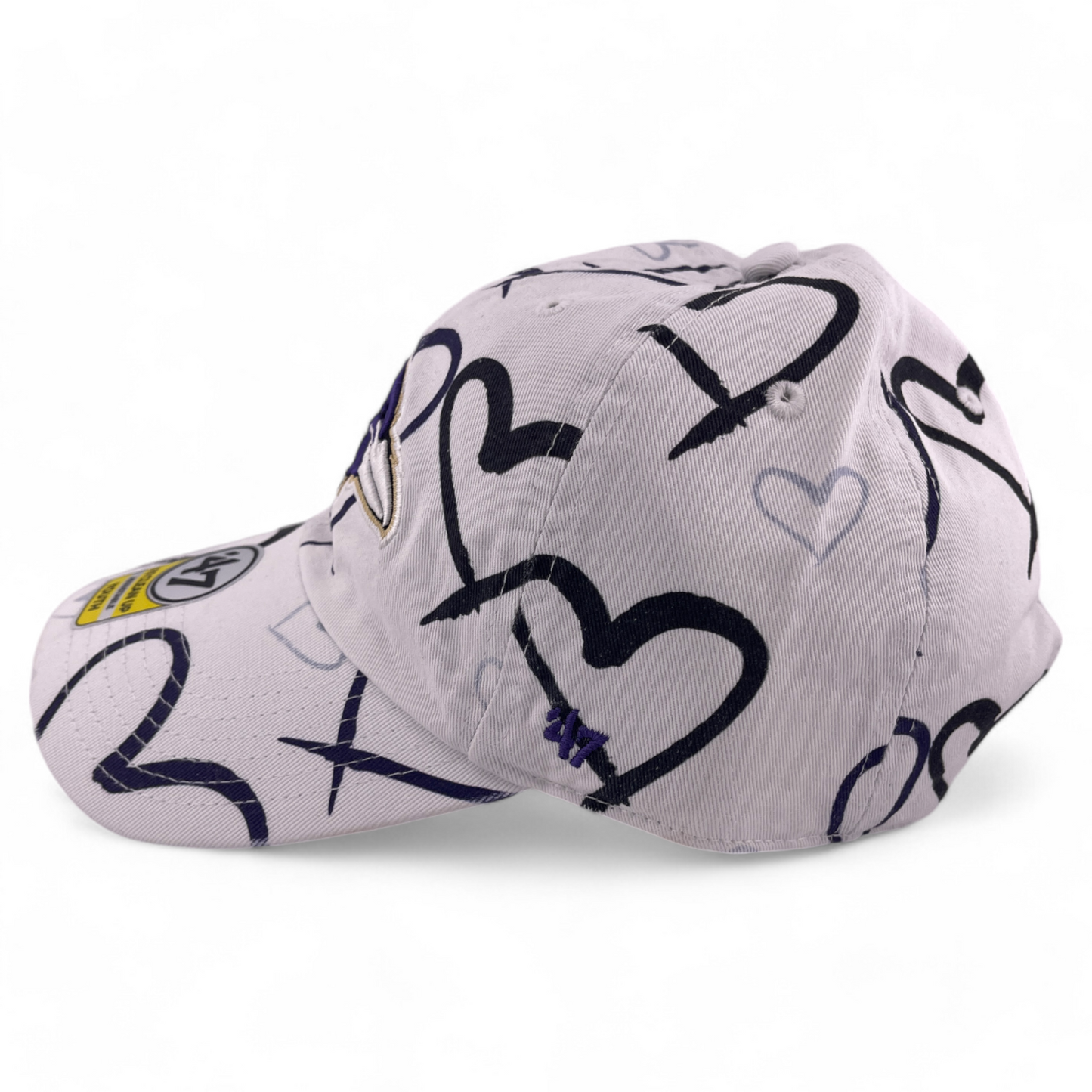 '47 Brand Baltimore Ravens Girls Adore Hearts Kids Clean Up Adjustable Dad Hat
