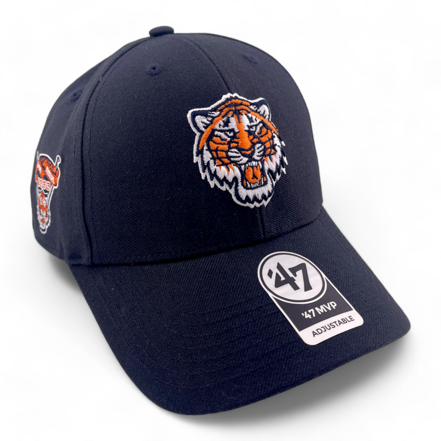 '47 Brand Detroit Tigers MLB Navy Tiger Logo 2000 Patch MVP Adjustable Hat Cap