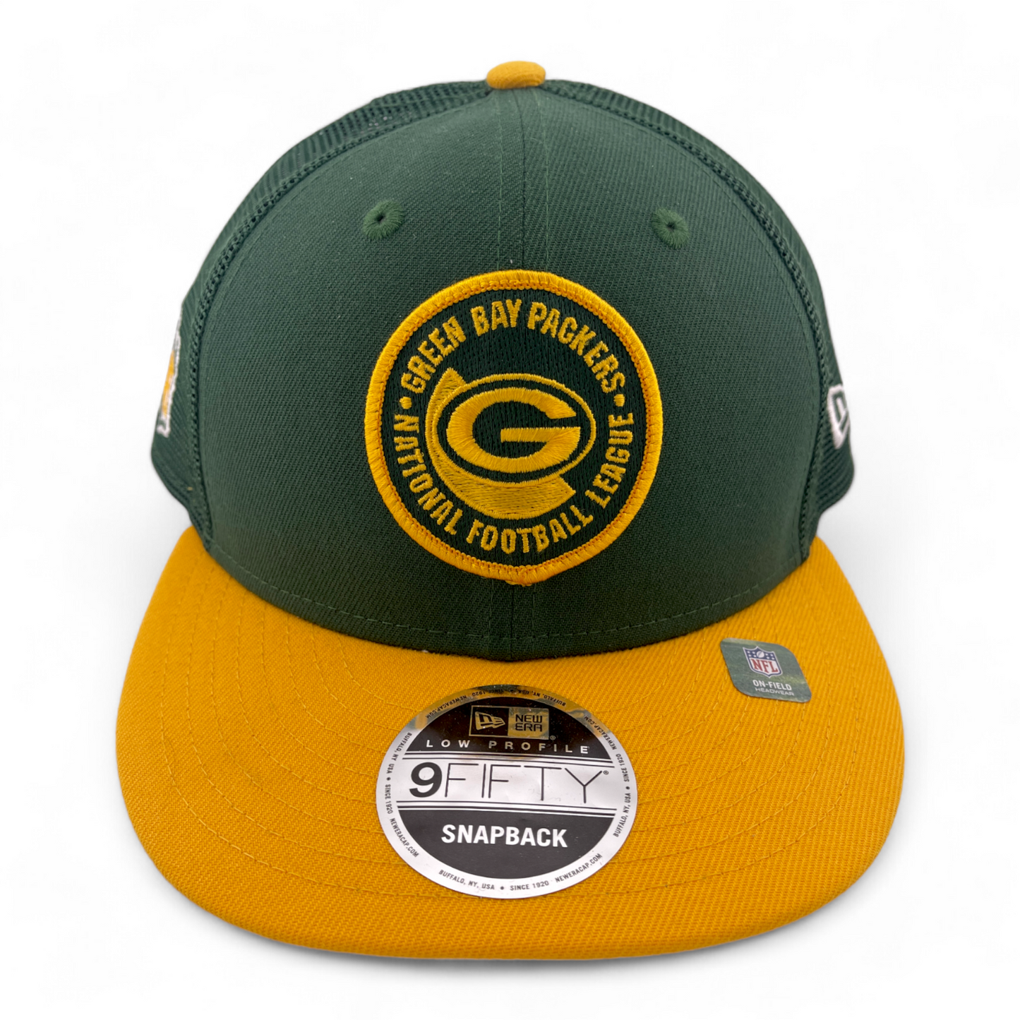 New Era Green Bay Packers NFL 2023 Sideline 9FIFTY Low Profile Mesh Snapback Hat