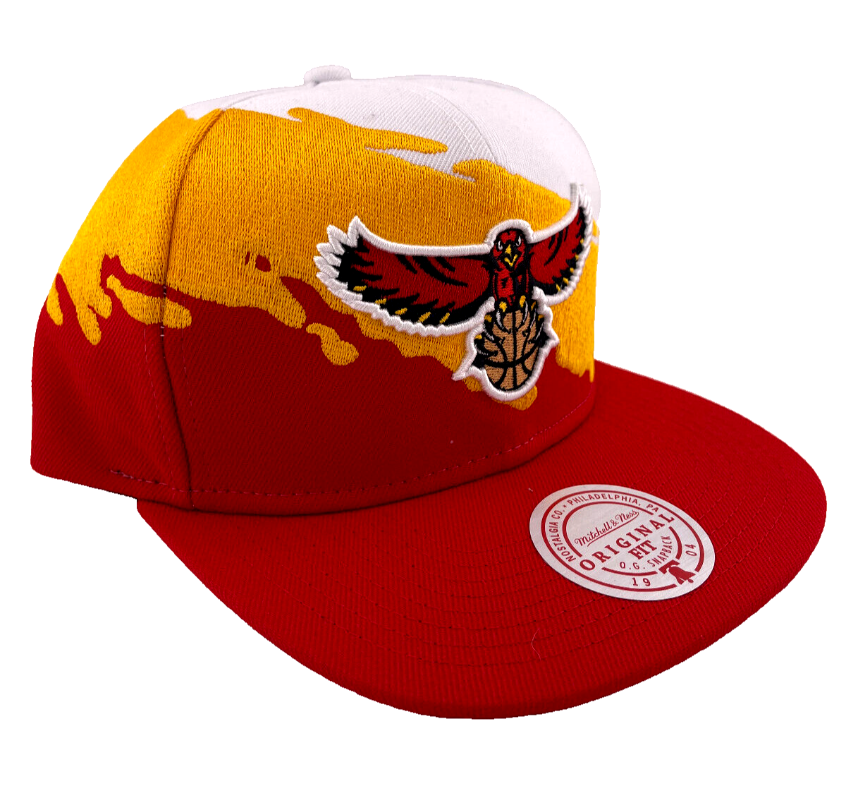 Mitchell & Ness Atlanta Hawks NBA Paintbrush White/Yellow/Red UV Snapback Hat