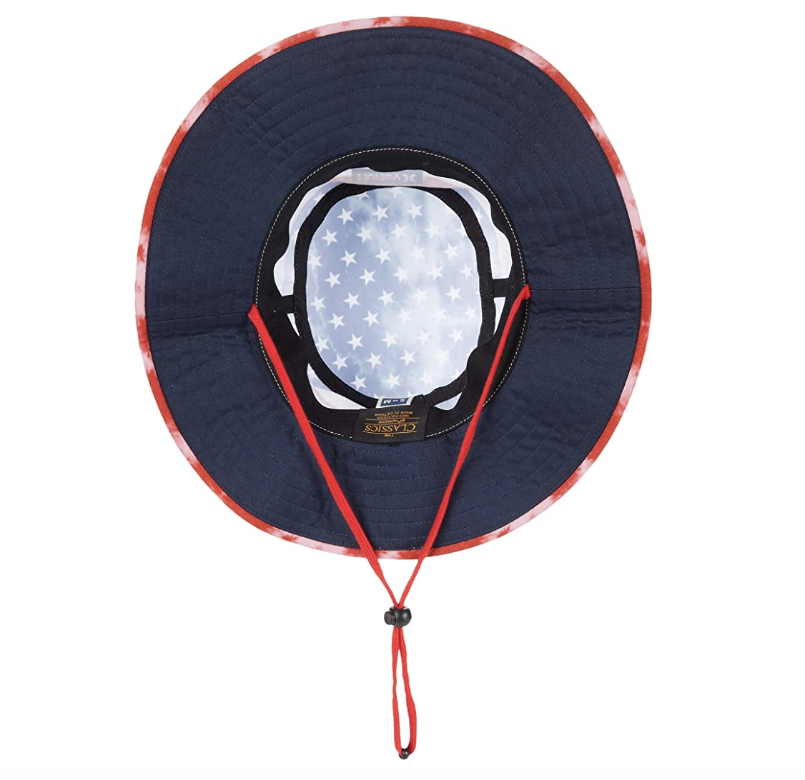 Hurley American Flag Printed Americana Vagabond Boonie Bucket Hat w/ Drawstring
