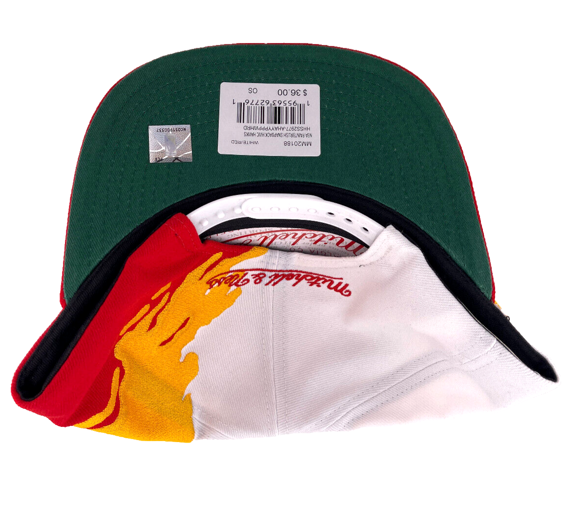Mitchell & Ness Atlanta Hawks NBA Paintbrush White/Yellow/Red UV Snapback Hat