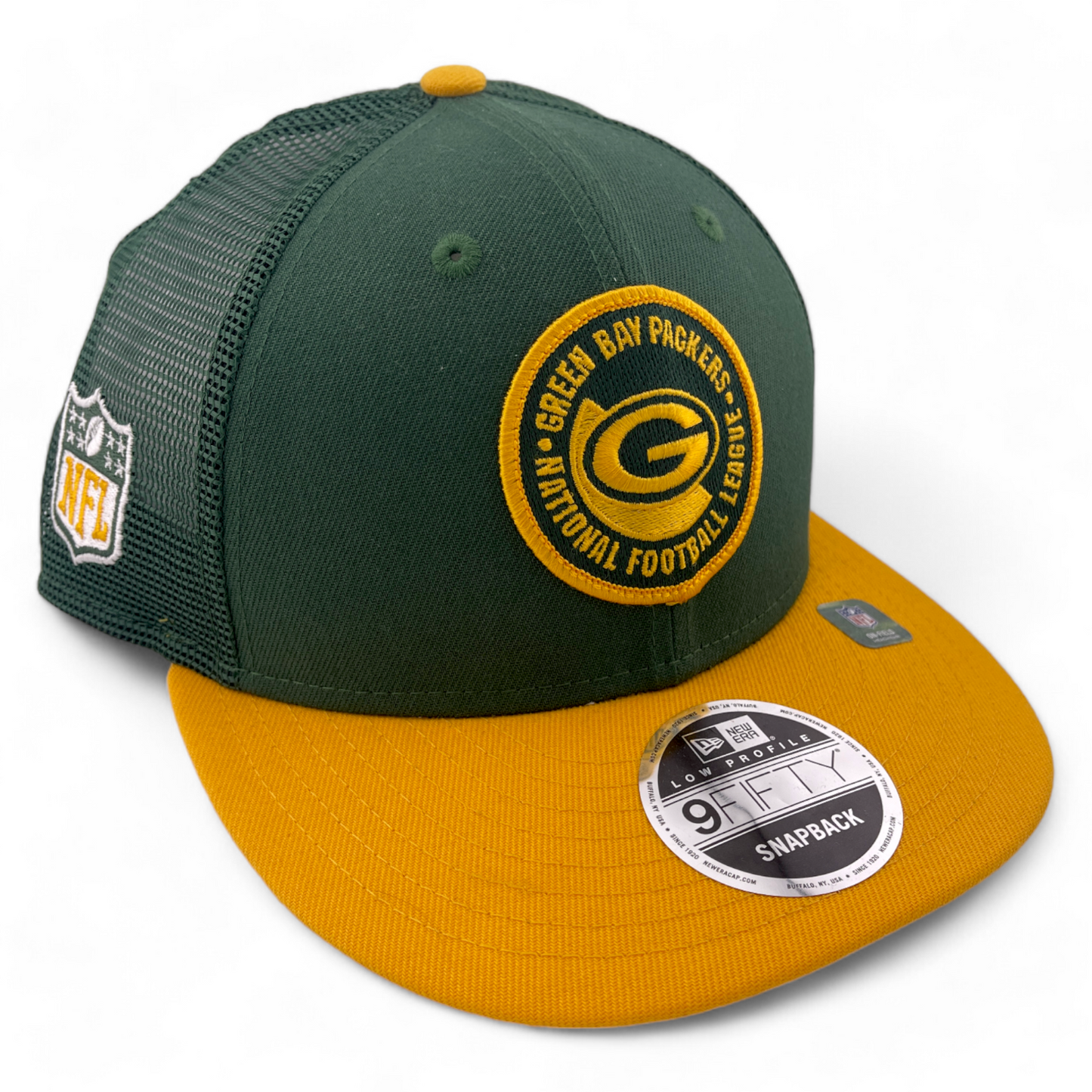 New Era Green Bay Packers NFL 2023 Sideline 9FIFTY Low Profile Mesh Snapback Hat