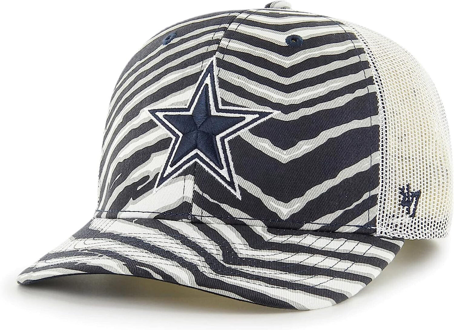 '47 Brand MVP Dallas Cowboys NFL Blue White Tiger Zubaz Trucker Hat Adjustable