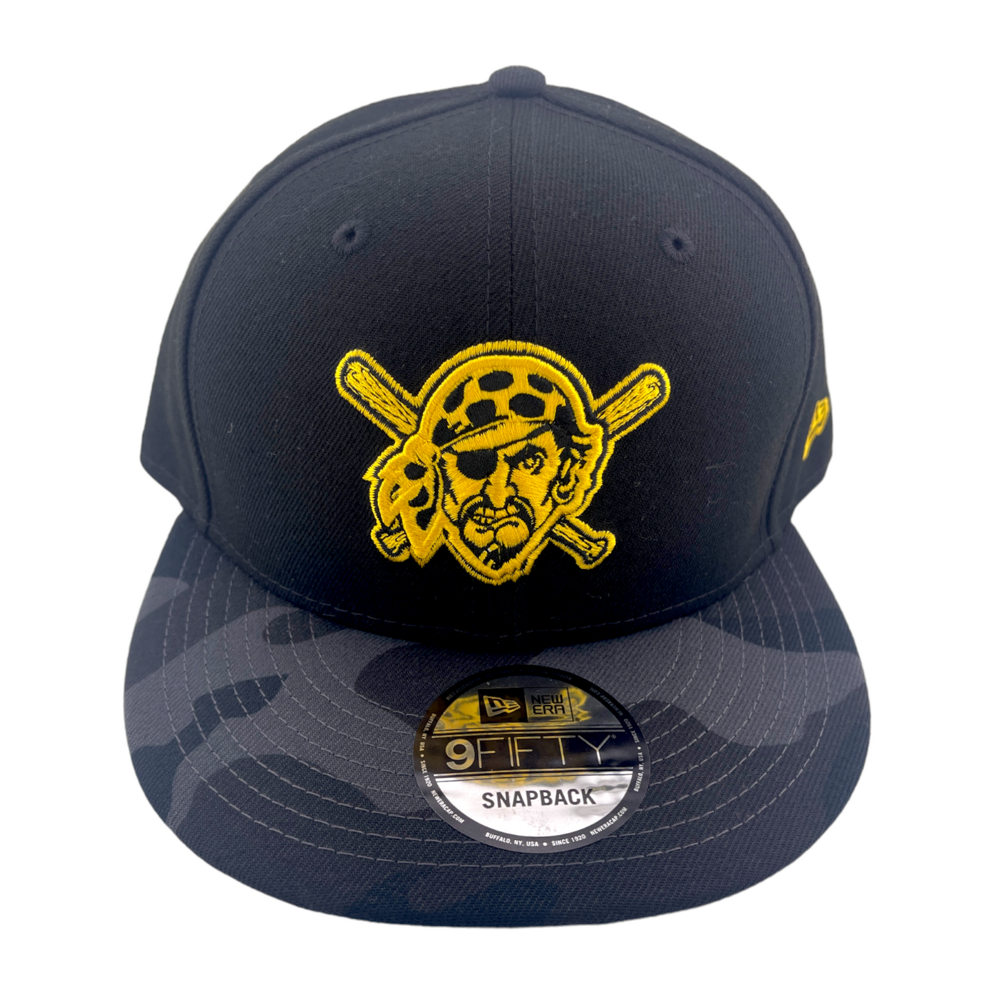New Era Pittsburgh Pirates Logo Camo Visor Black/Grey UV 9FIFTY Snapback Hat Cap