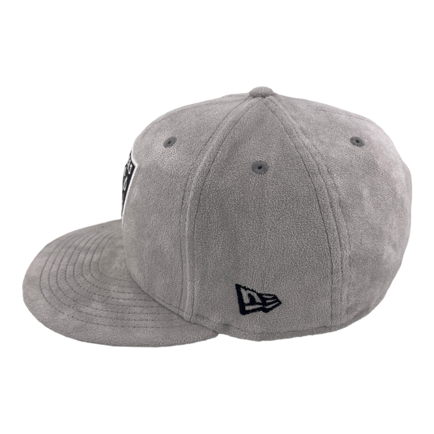 New Era Las Vegas Raiders Grey Metallic Suede Side Patch 59FIFTY Fitted Hat Cap