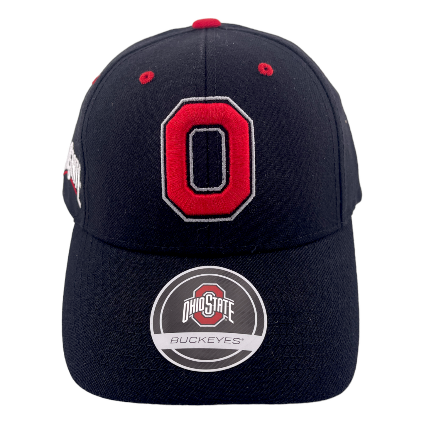 Ohio State University Buckeyes Black/Red Side Logo Adjustable Baseball Hat Cap