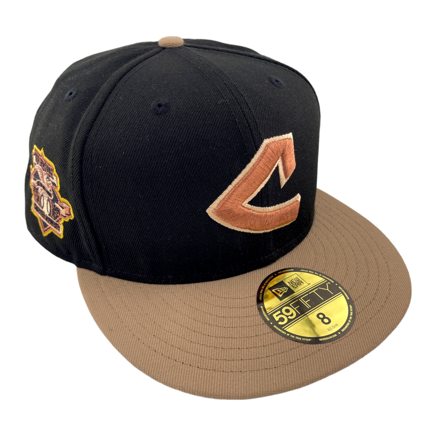 New Era Cleveland Indians MLB 100th Season Patch Rust Belt Metallic Logo 59FIFTY Hat Cap