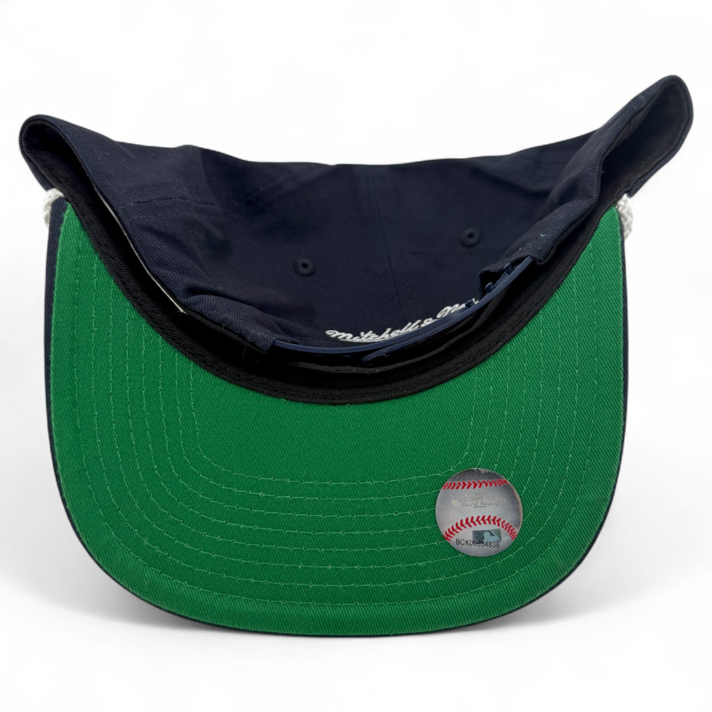 Mitchell & Ness Boston Red Sox Script A-Frame Rope Golfer Caddy Fit Snapback Hat