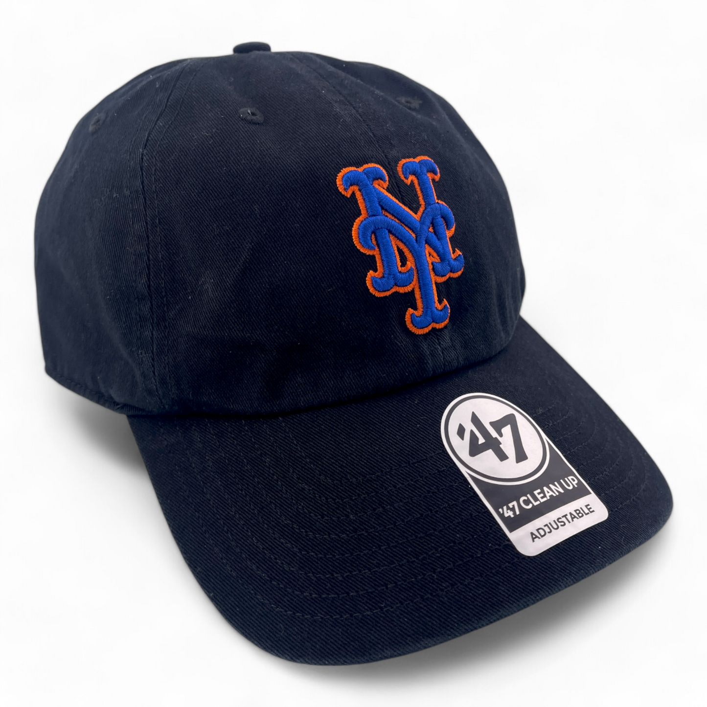 '47 Brand New York Mets MLB Black/Orange & Blue Clean Up Adjustable Dad Hat Cap