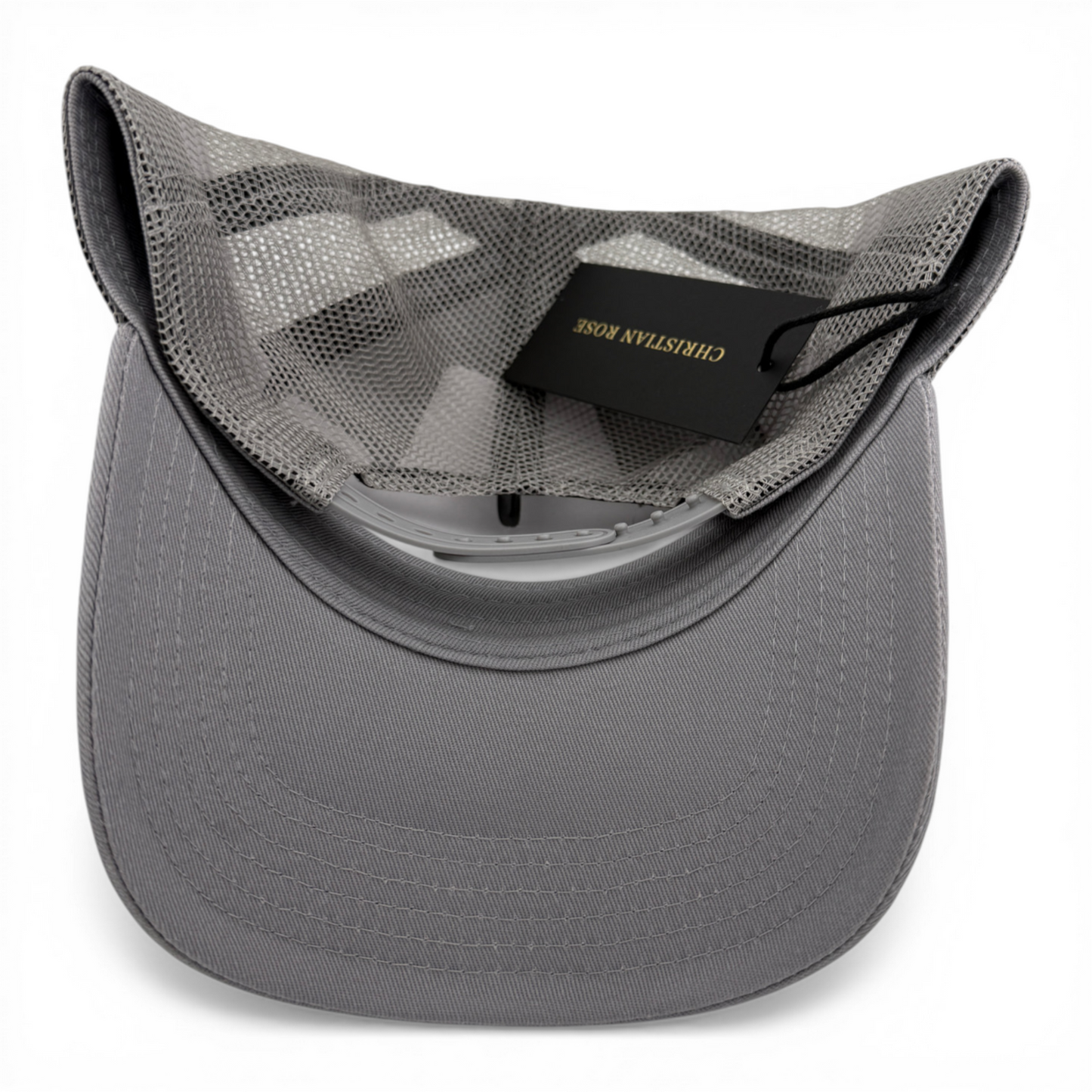 Christian Rose Iconic II London Plate Grey Trucker Mesh Back Adjustable Hat Cap