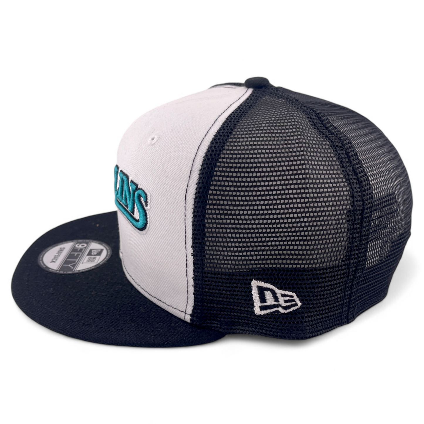 New Era Miami Marlins MLB White Front Script 9FIFTY Mesh Snapback Trucker Hat