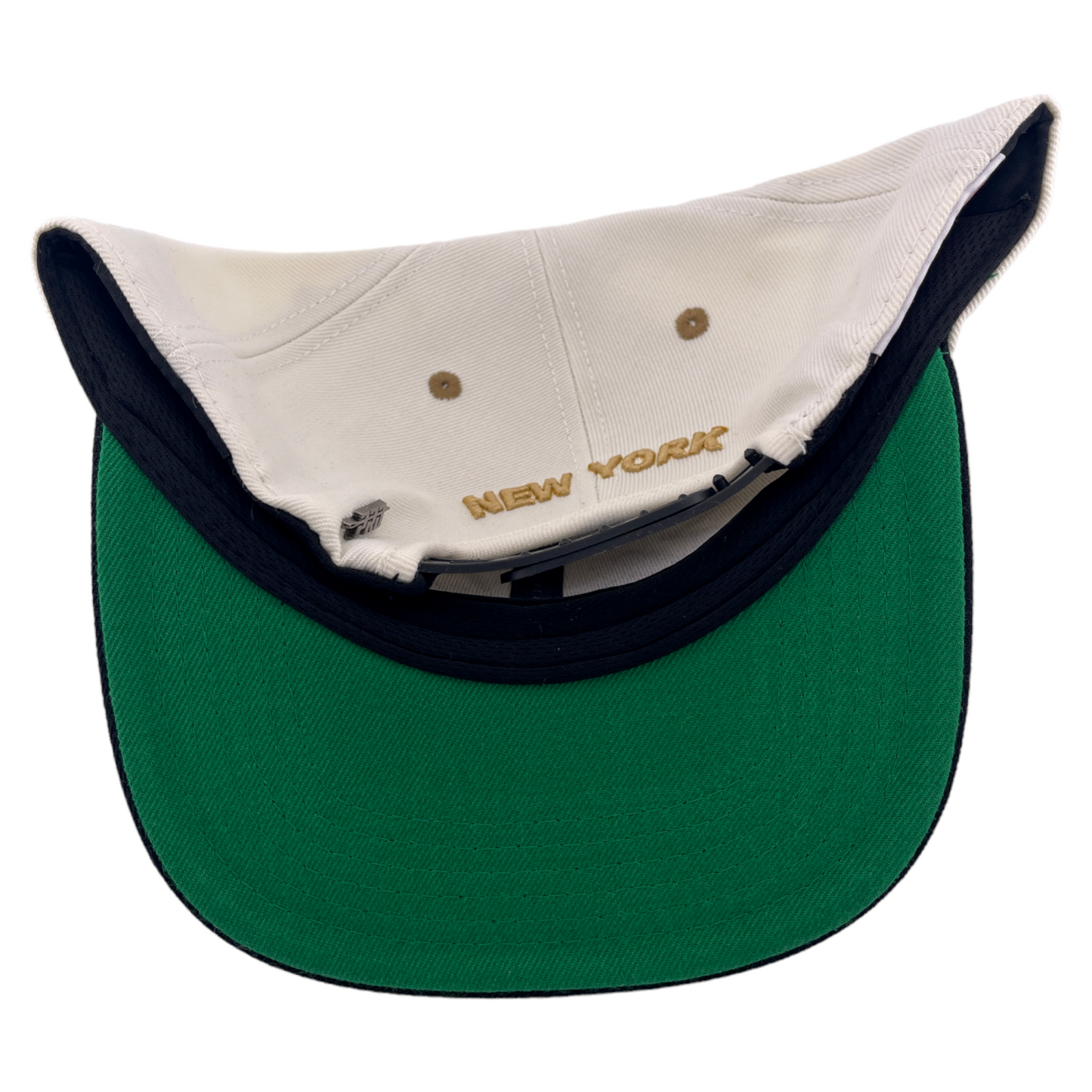 Pro Standard New York Yankees MLB Script Logo Side Patch Ivory/Gold Snapback Hat Cap