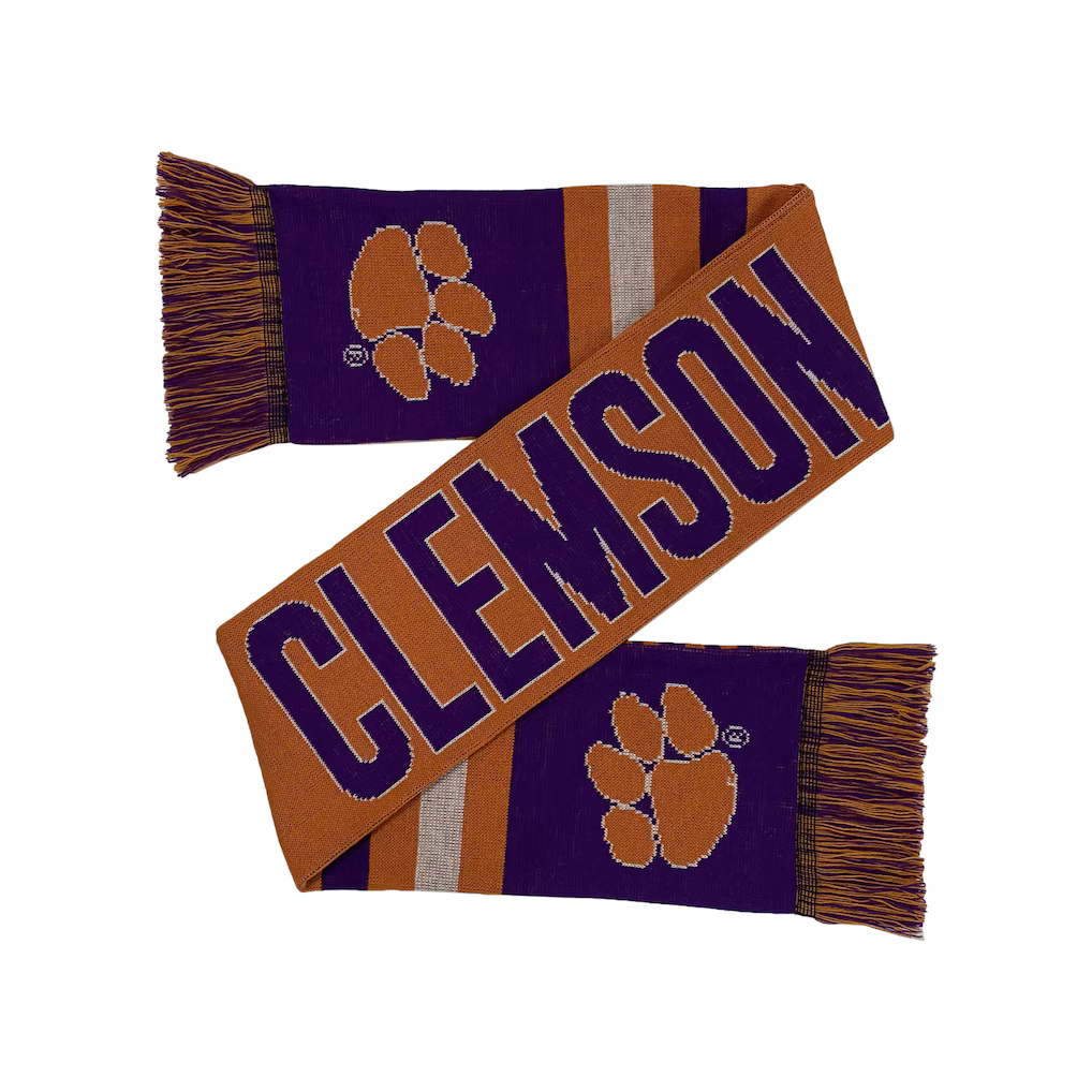 FOCO Clemson University Tigers NCAA Orange/Purple Reversible Thematic Scarf