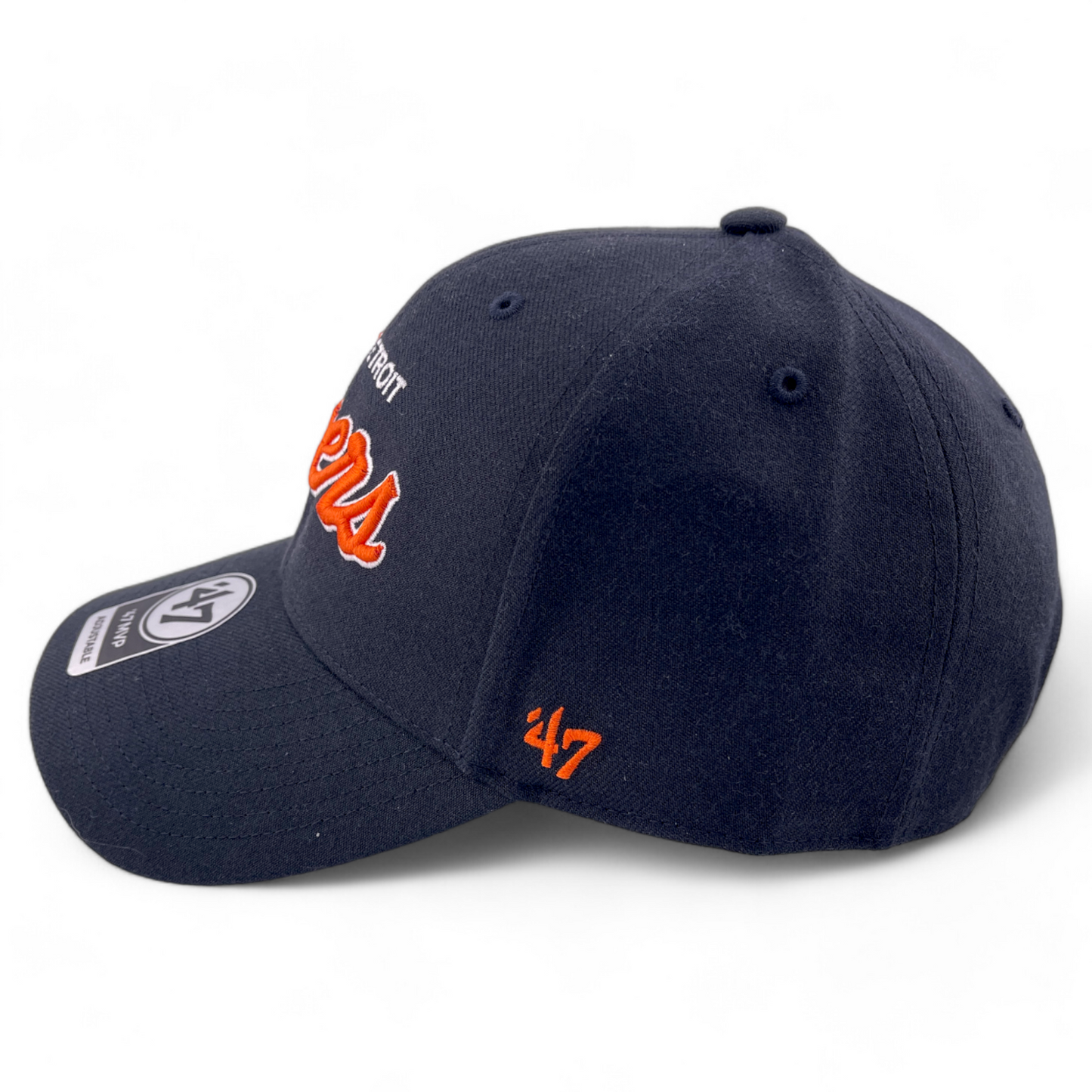 '47 Brand Detroit Tigers MLB Script Logo Side Patch Blue MVP Adjustable Hat Cap