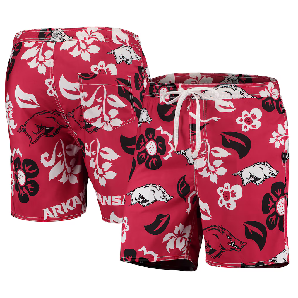 Wes & Willy Arkansas Razorbacks Hawaiian Floral Volley Swim Trunks Men's XXL