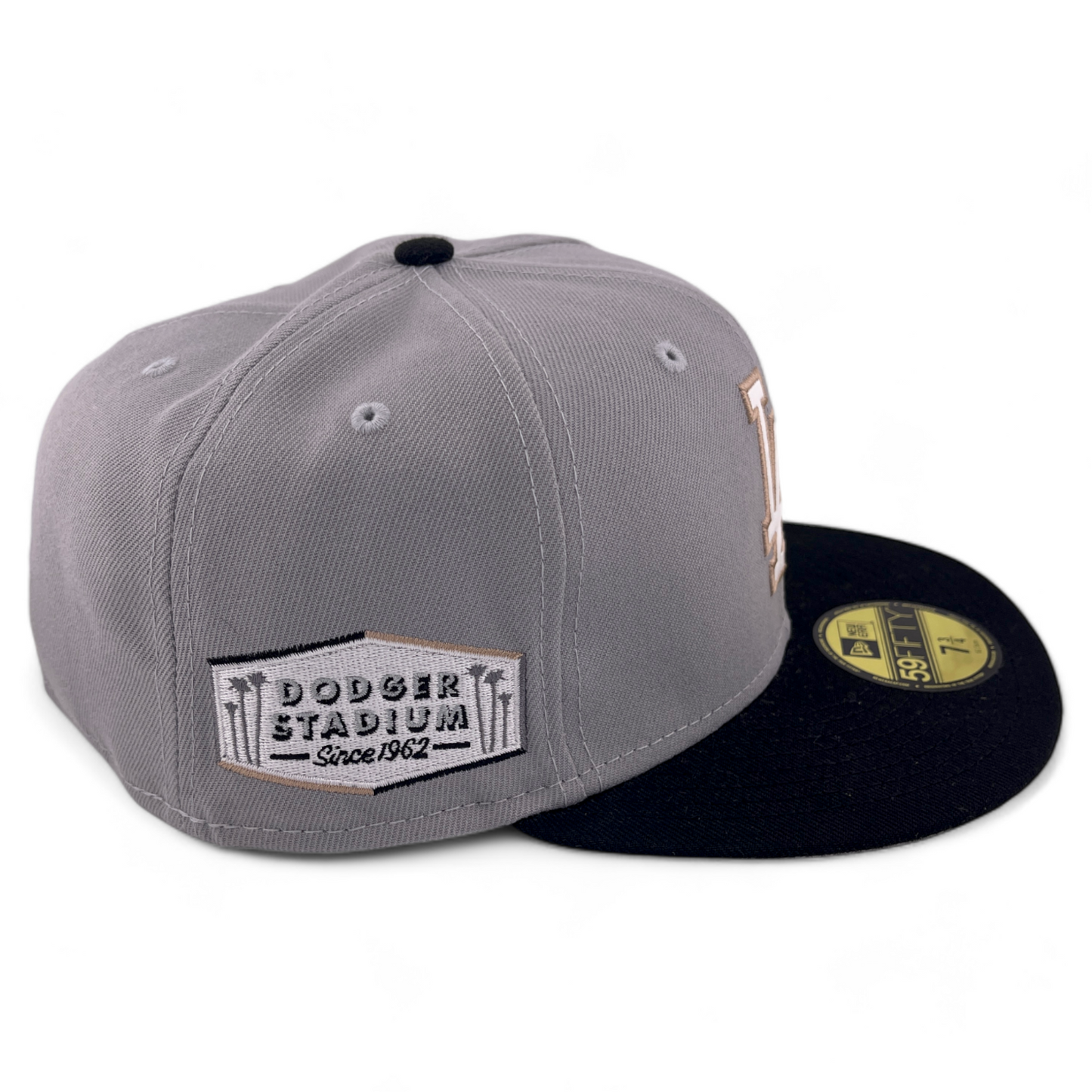 New Era Los Angeles Dodgers MLB Stadium Patch Leather Logo 59FIFTY Fitted Hat Cap
