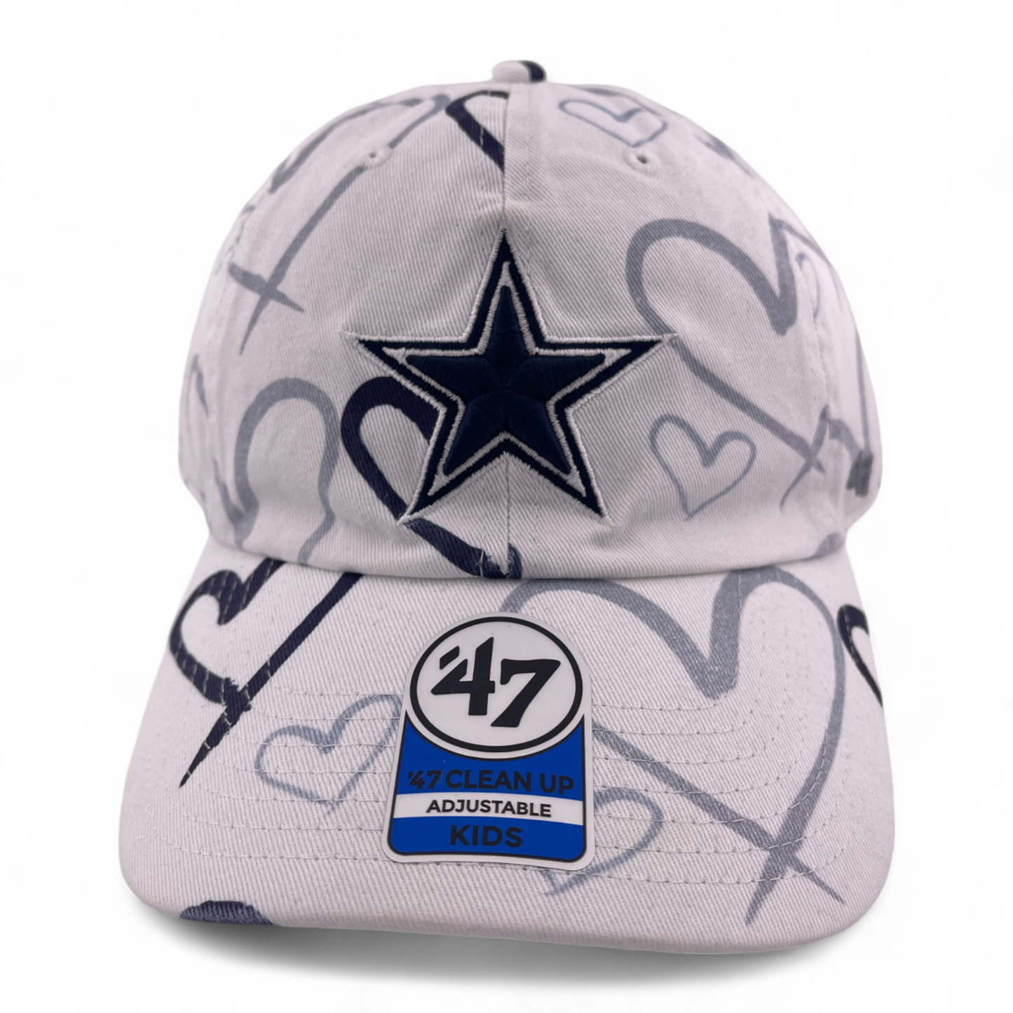 '47 Brand Dallas Cowboys NFL Girls Adore Hearts Kids Clean Up Adjustable Dad Hat