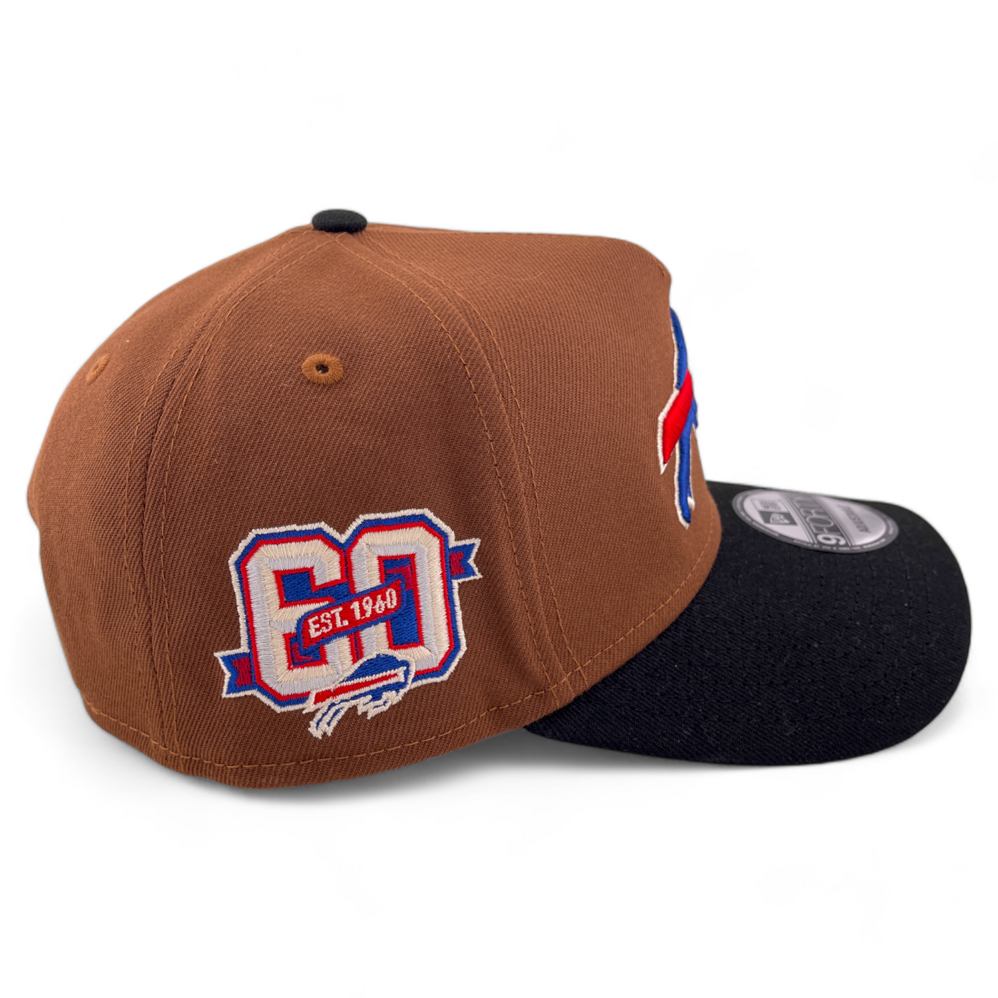 New Era Buffalo Bills NFL Harvest Brown 60 Patch 9FORTY A-Frame Snapback Hat Cap