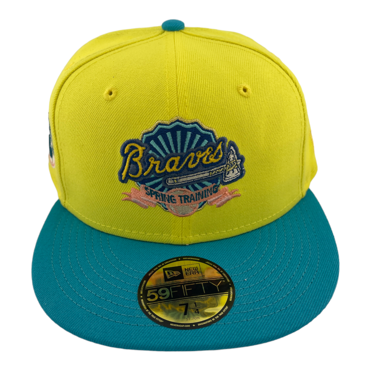 New Era Atlanta Braves MLB Spring Training Logo Yellow/Teal 59Fifty Fitted Hat
