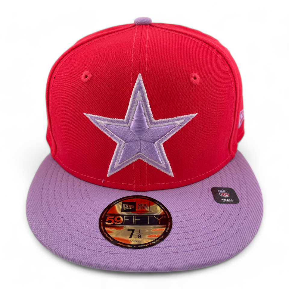 New Era Dallas Cowboys NFL Pink/Purple Solid Color Pack 59FIFTY Fitted Hat Cap