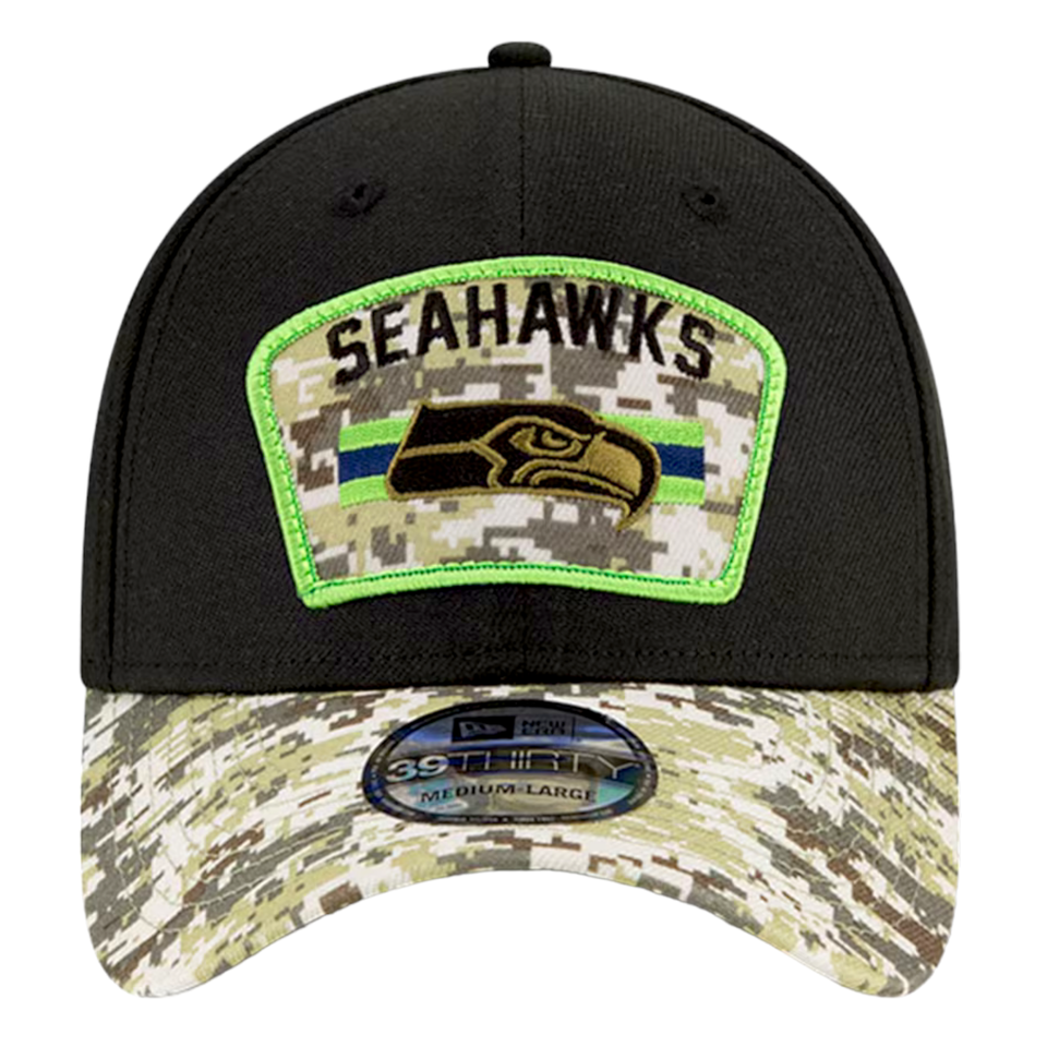 New Era Seattle Seahawks 2021 Salute to Service Camo NFL 39Thirty Flex Fit Hat Cap