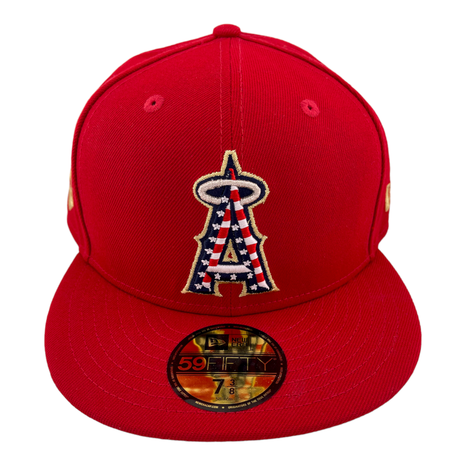 New Era Los Angeles Angels 4th of July Flag Logo USA Side Patch UV 59FIFTY Hat Cap