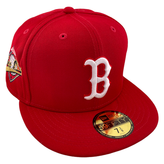 New Era Boston Red Sox MLB 2021 Cap Plug Patch Re-Dub Red 59Fifty Fitted Hat