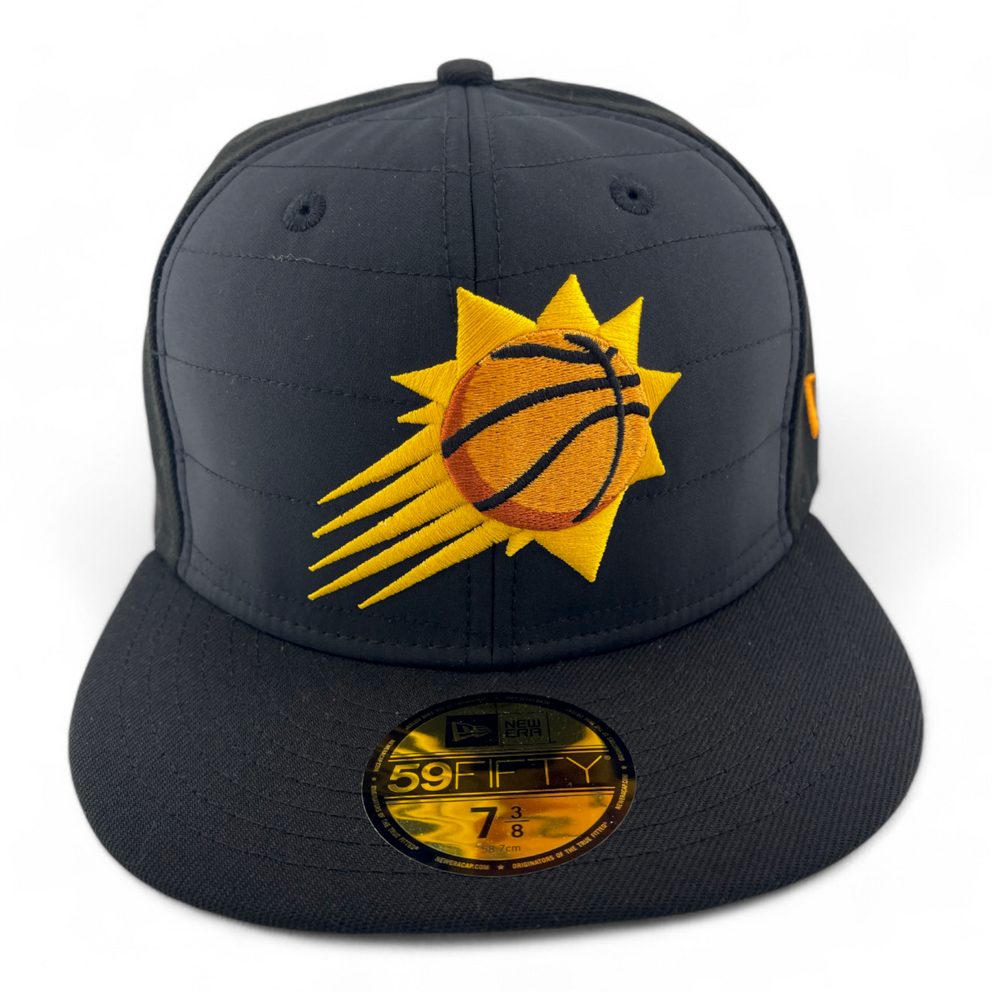 New Era Phoenix Suns NBA Quilted Pack City Logo Black 59Fifty Fitted Hat Cap