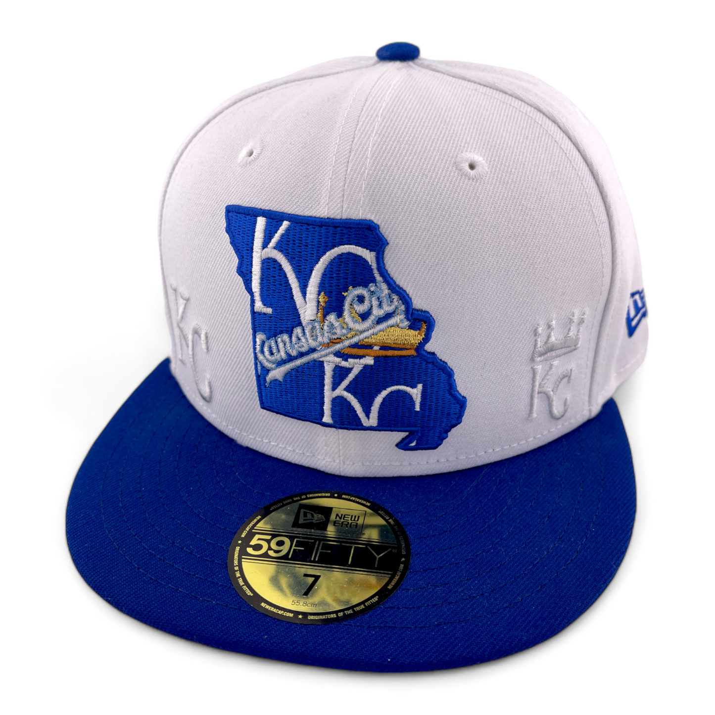 ~NEW DROP~ New Era Kansas City Royals MLB State Logo Pack White/Blue 59Fifty Fitted Hat Cap