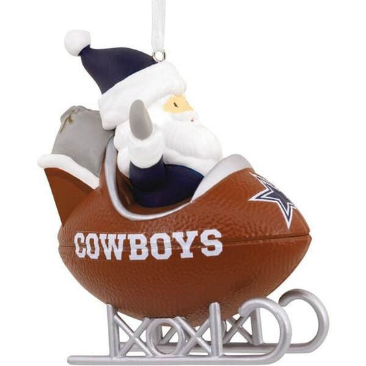 Hallmark Dallas Cowboys NFL Santa in Football Sleigh Christmas Ornament 10SL2152