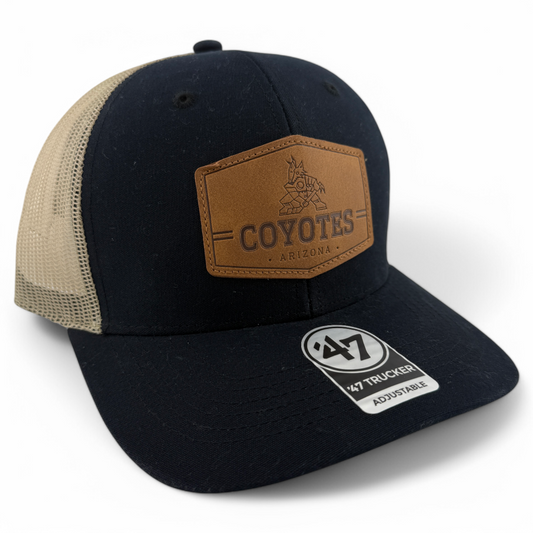 '47 Brand Arizona Coyotes NHL Rawhide Leather Patch Navy Trucker Snapback Hat