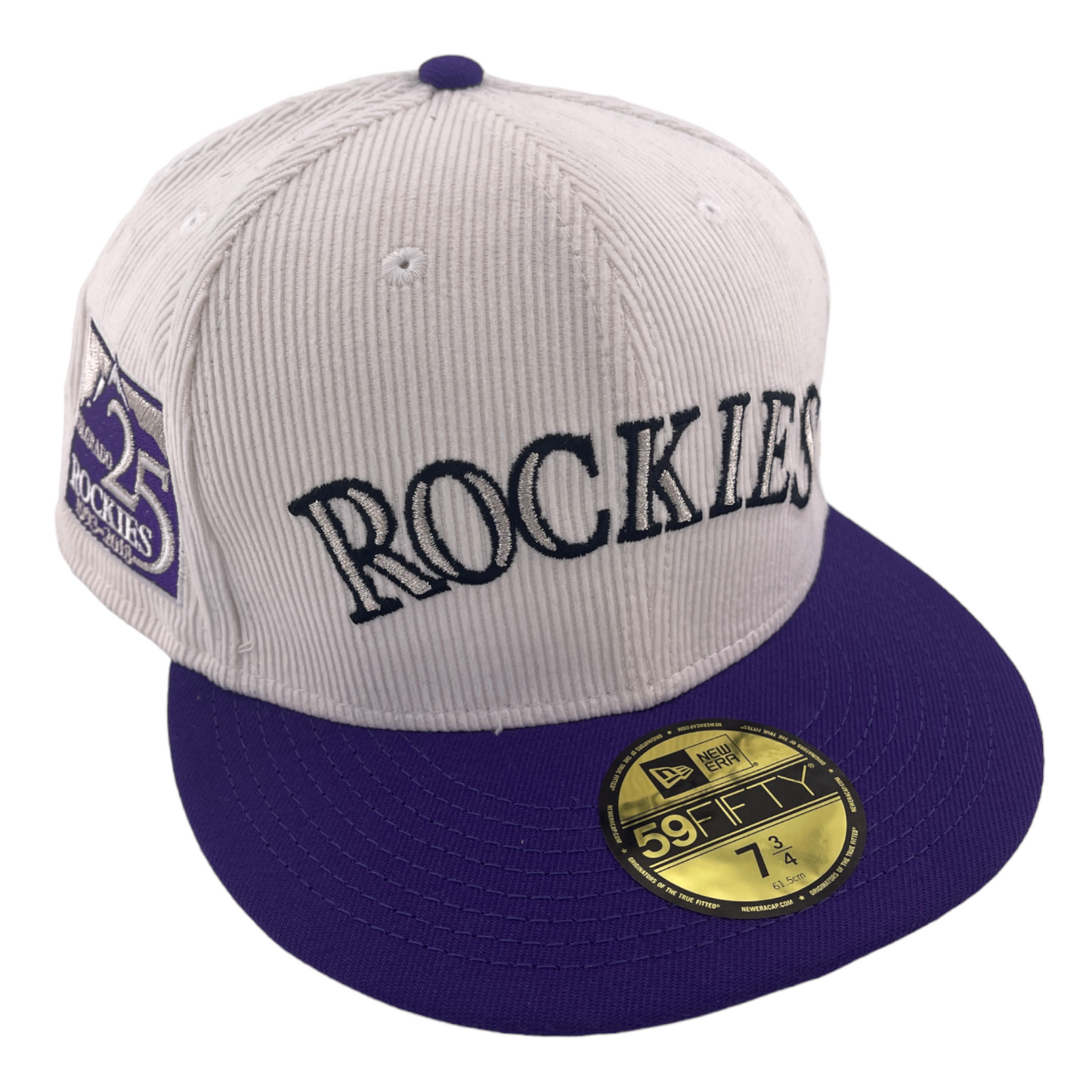 New Era Colorado Rockies 25th Anniversary Patch Script Cream Cord 59FIFTY Hat Cap