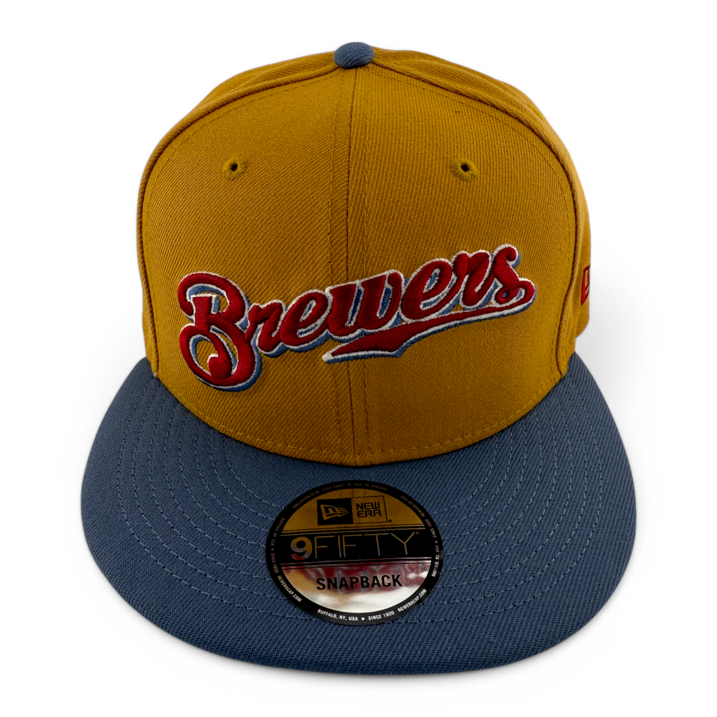 New Era Milwaukee Brewers MLB Panama Tan 9FIFTY Snapback Adjustable Hat Cap