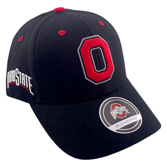 Ohio State University Buckeyes Black/Red Side Logo Adjustable Baseball Hat Cap