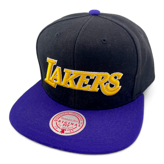 Mitchell & Ness Los Angeles Lakers NBA Core Basic Script Logo Snapback Hat Cap