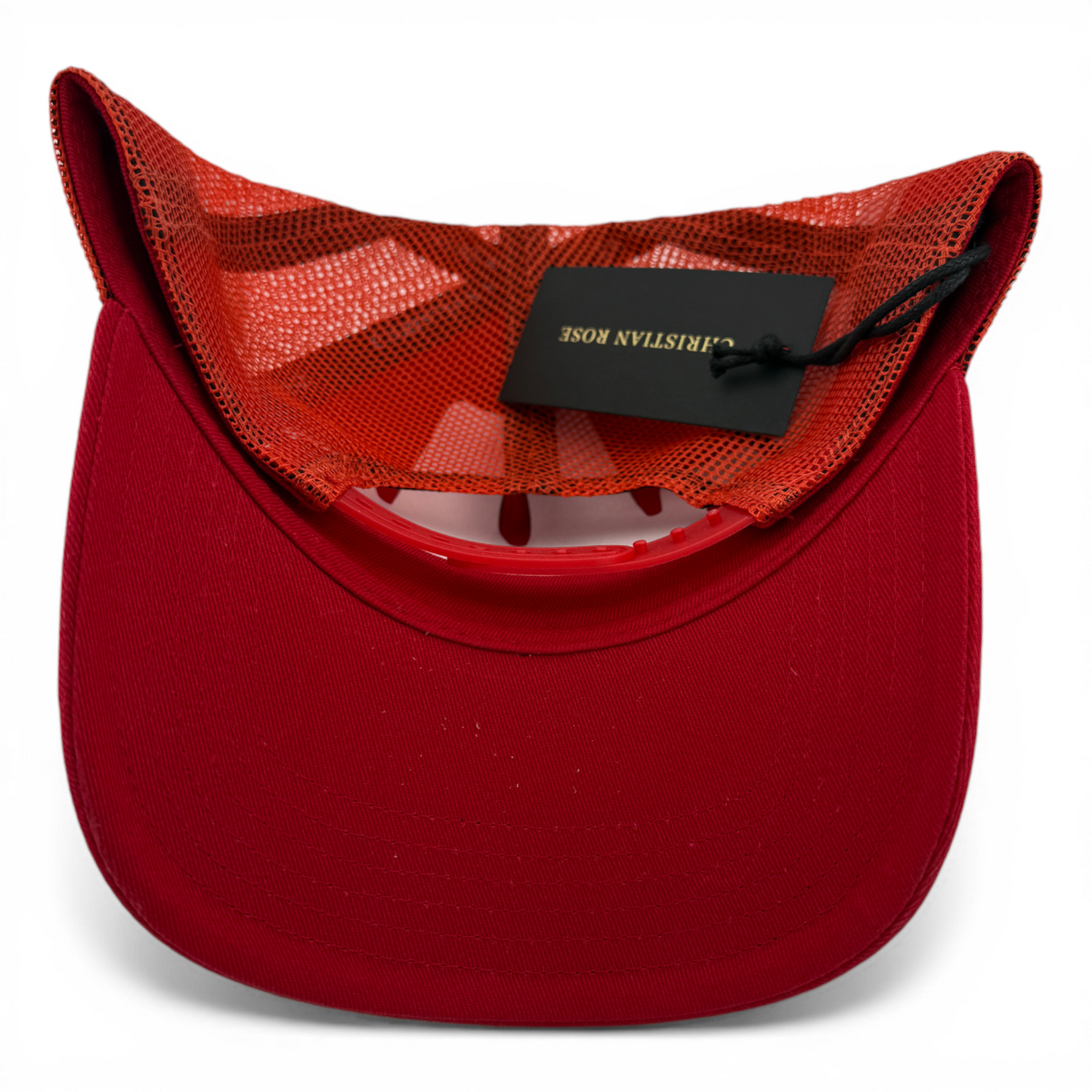 Christian Rose Iconic II London Plate Red Mesh Back Trucker Adjustable Hat Cap