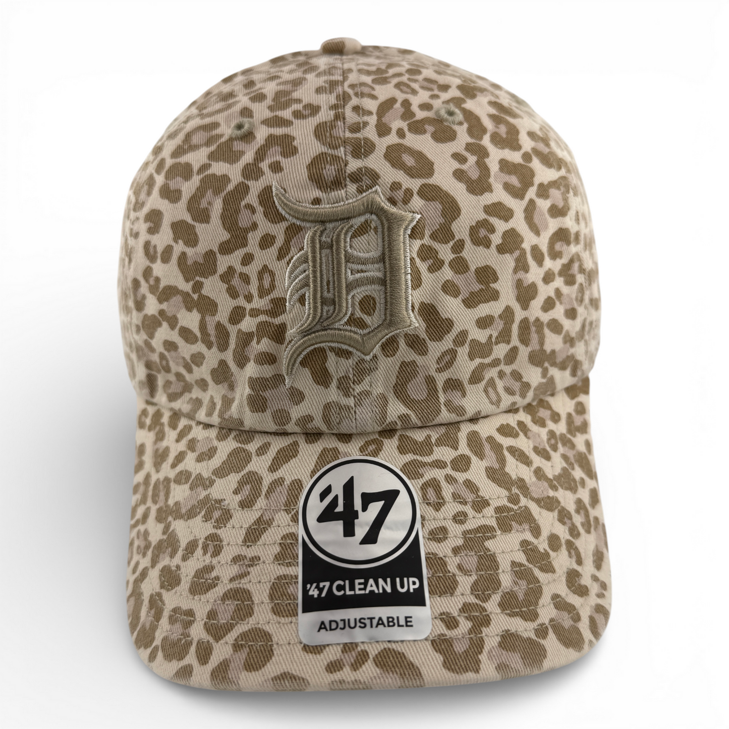 '47 Brand Detroit Tigers MLB Tan Khaki Leopard Clean Up Adjustable Dad Hat Cap