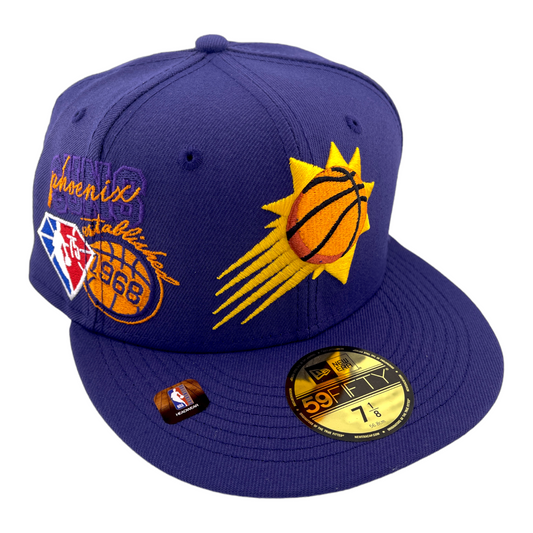 New Era Phoenix Suns Back Half 75th Patch Purple/Grey UV 59Fifty Fitted Hat Cap