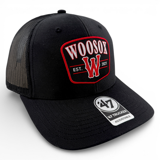 '47 Brand Worcester WooSox MiLB Black Squad Mesh Trucker Snapback Adjustable Hat