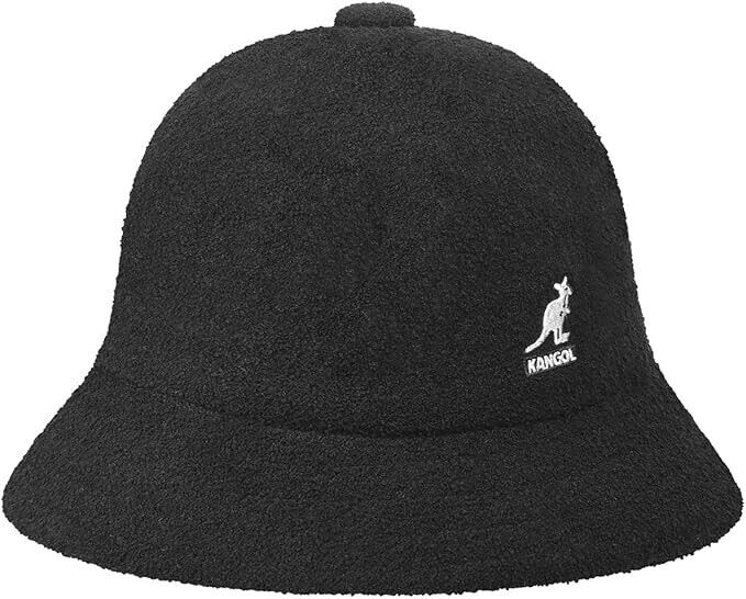 Kangol Bermuda Casual Black White Logo Boonie Bucket Hat Unisex Adult Small