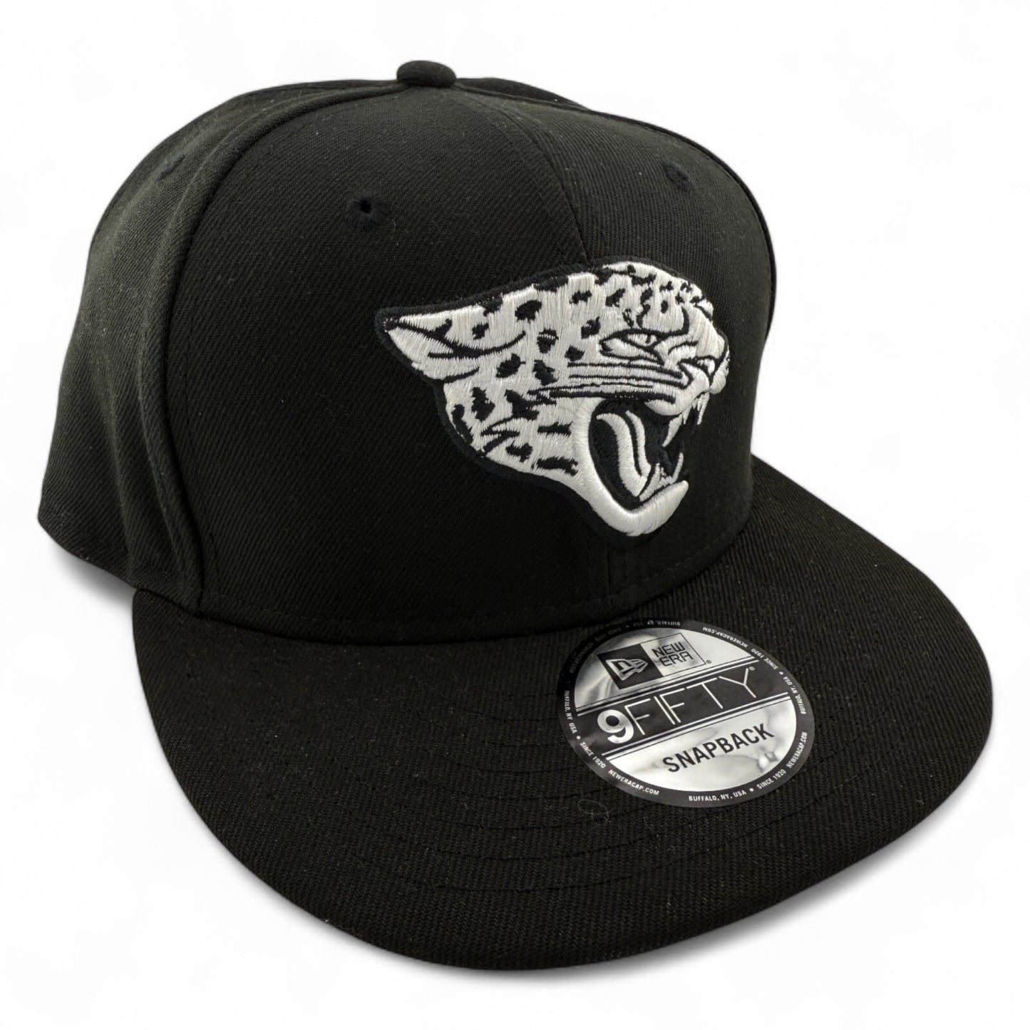 New Era Jacksonville Jaguars NFL Black/White Logo 9Fifty Snapback Adjustable Hat
