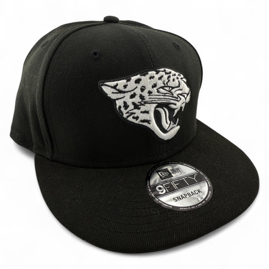 New Era Jacksonville Jaguars NFL Black/White Logo 9Fifty Snapback Adjustable Hat