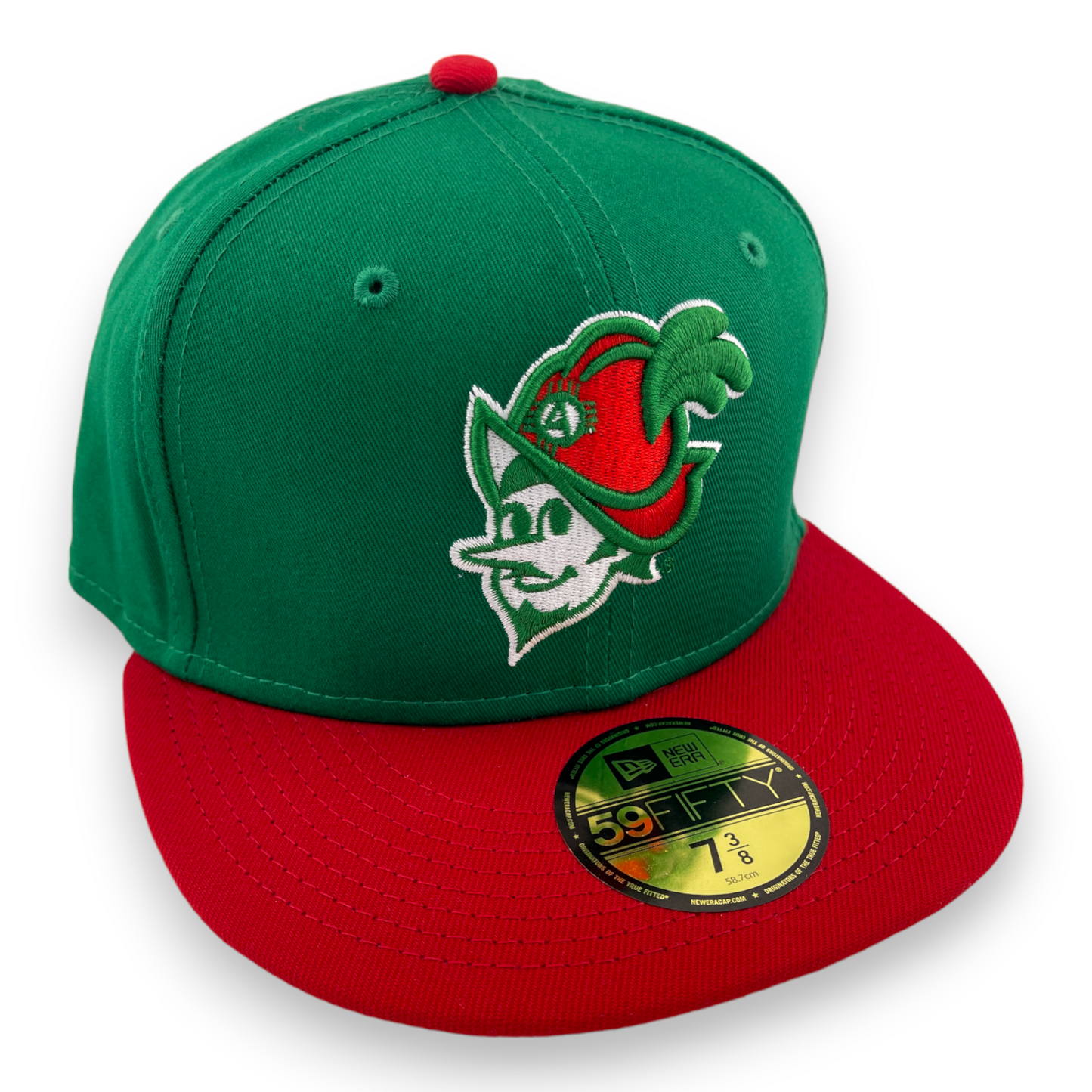 New Era Albuquerque Dukes Vintage Duke Logo Red/Green UV MiLB 59Fifty Fitted Hat