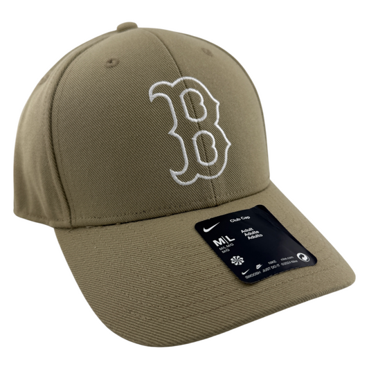 Nike Boston Red Sox MLB Khaki Tan Club Cap Structured Adjustable Hat Adult M/L