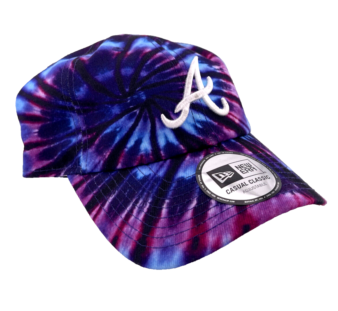 New Era Atlanta Braves MLB Purple Neon Tie Dye Casual Classic Adjustable Hat