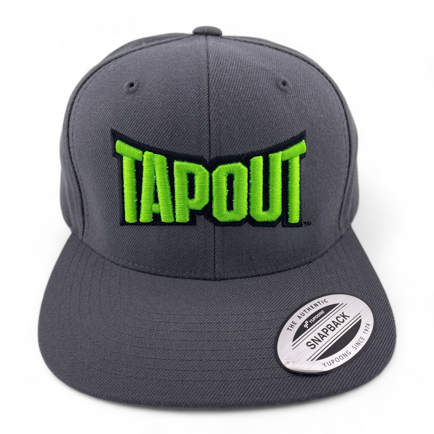 Tapout Lime Green Logo MMA UFC Grey Flat Bill Adjustable Snapback Hat Cap