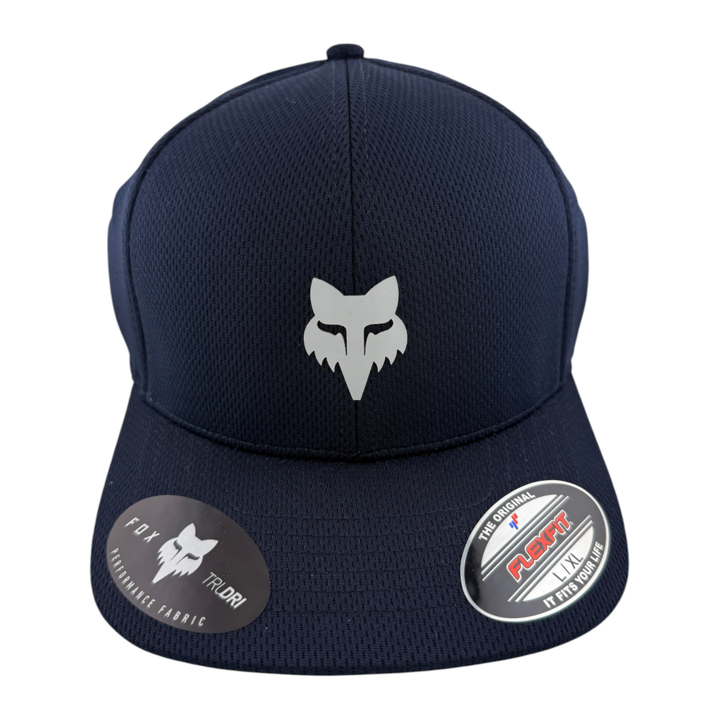 Fox Racing Fox Head Tech Logo Navy Blue Sport Neo Mesh Stretch Flex Fit Hat Cap