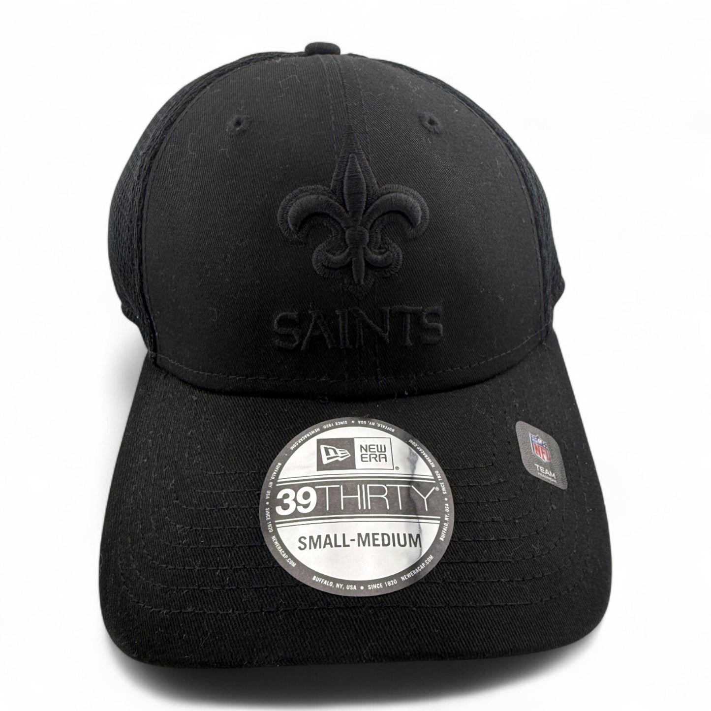 New Era New Orleans Saints NFL Solid All Black Neo Mesh 39Thirty Flex Fit Hat